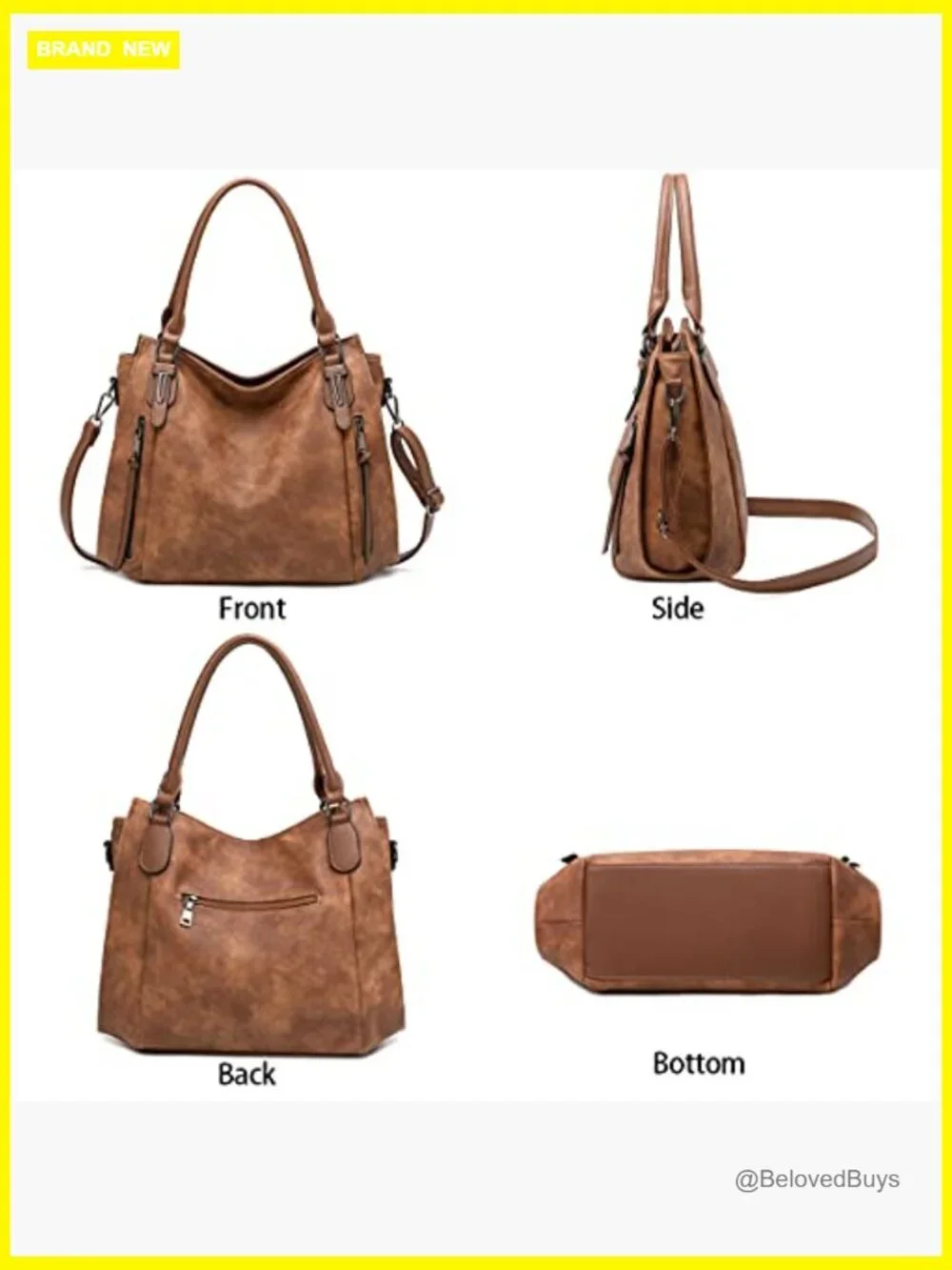 Vegan Leather Hobo Bag - Shoulder & Crossbody Purse